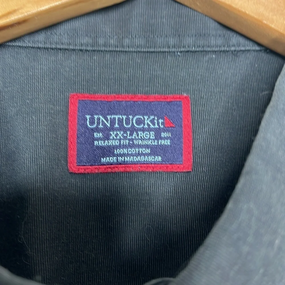 Untuckit Black Relaxed Fit Wrinkle Free Button Long Sleeve Shirt Men Size XXL